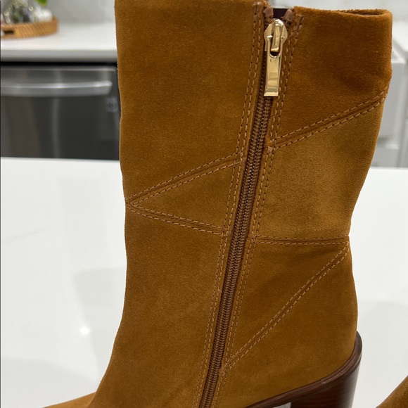 Franco Sarto Brown Suede Heeled Boots - Picture 5 of 13